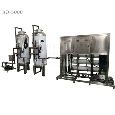 سیستم فیلتر آب اولترافیلتراسیون سیستم آب آشامیدنی سیستم آب شرب DOW RO از فولاد ضد زنگ 5000LPH UF